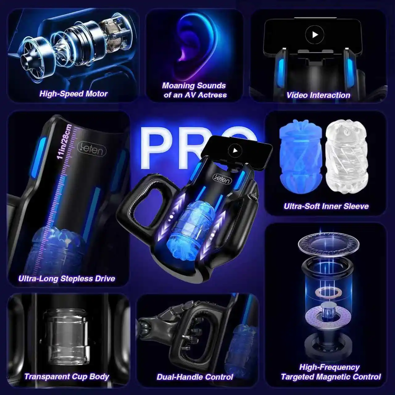 HeartCaptor Electric Male Masturbator Cup Automatic Telescopic Thrusting Handsfree Adult Toy - Details 40