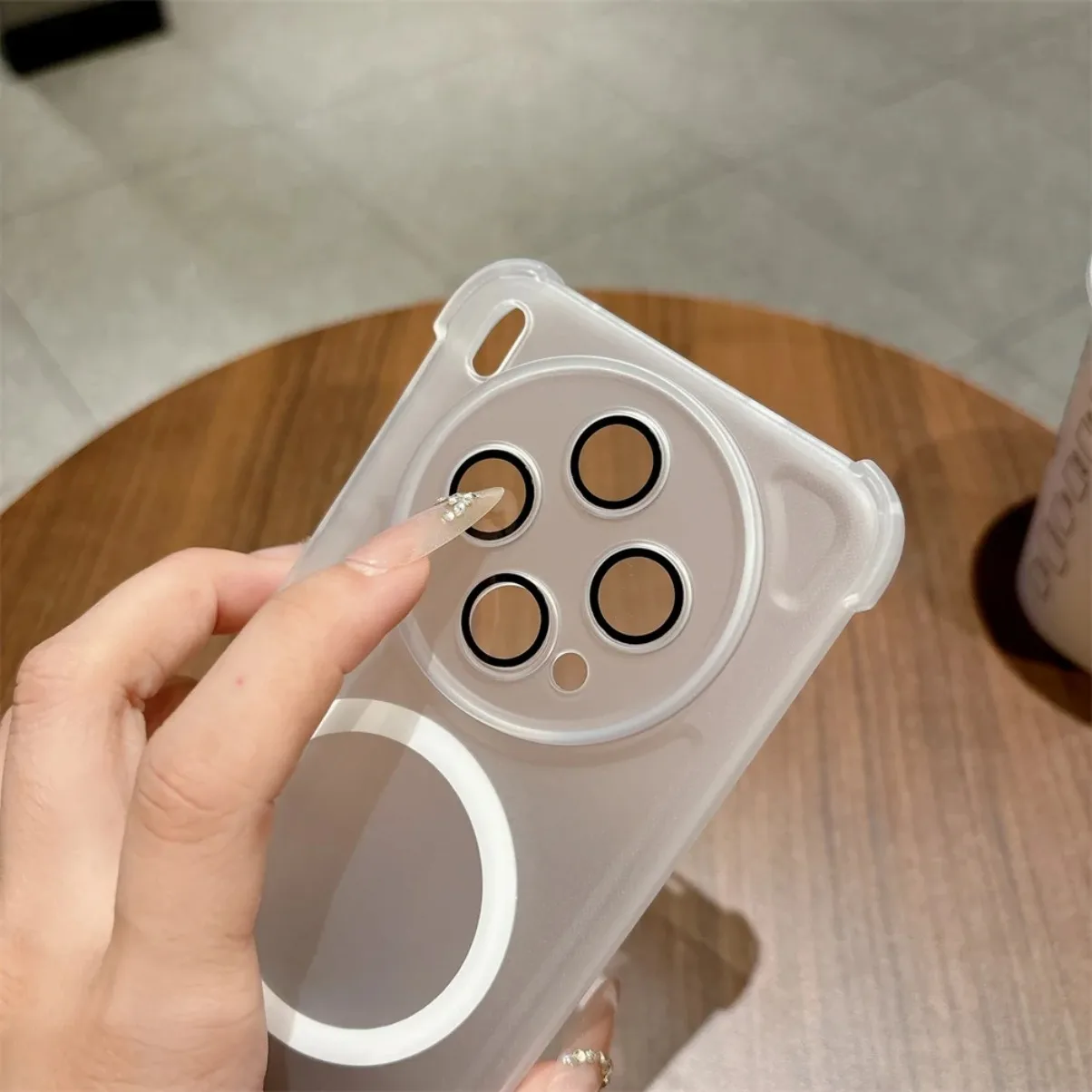 Matte Frosted Shockproof Magnetic Phone Case with Lens Protector