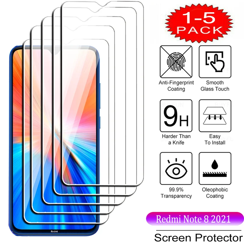 

1-5PCS Explosion-proof HD Tempered Glass for Xiaomi Redmi Note 10 9 10S 9S 8 7 Pro 9A 8T 8A Screen Protector Film Guard Cover