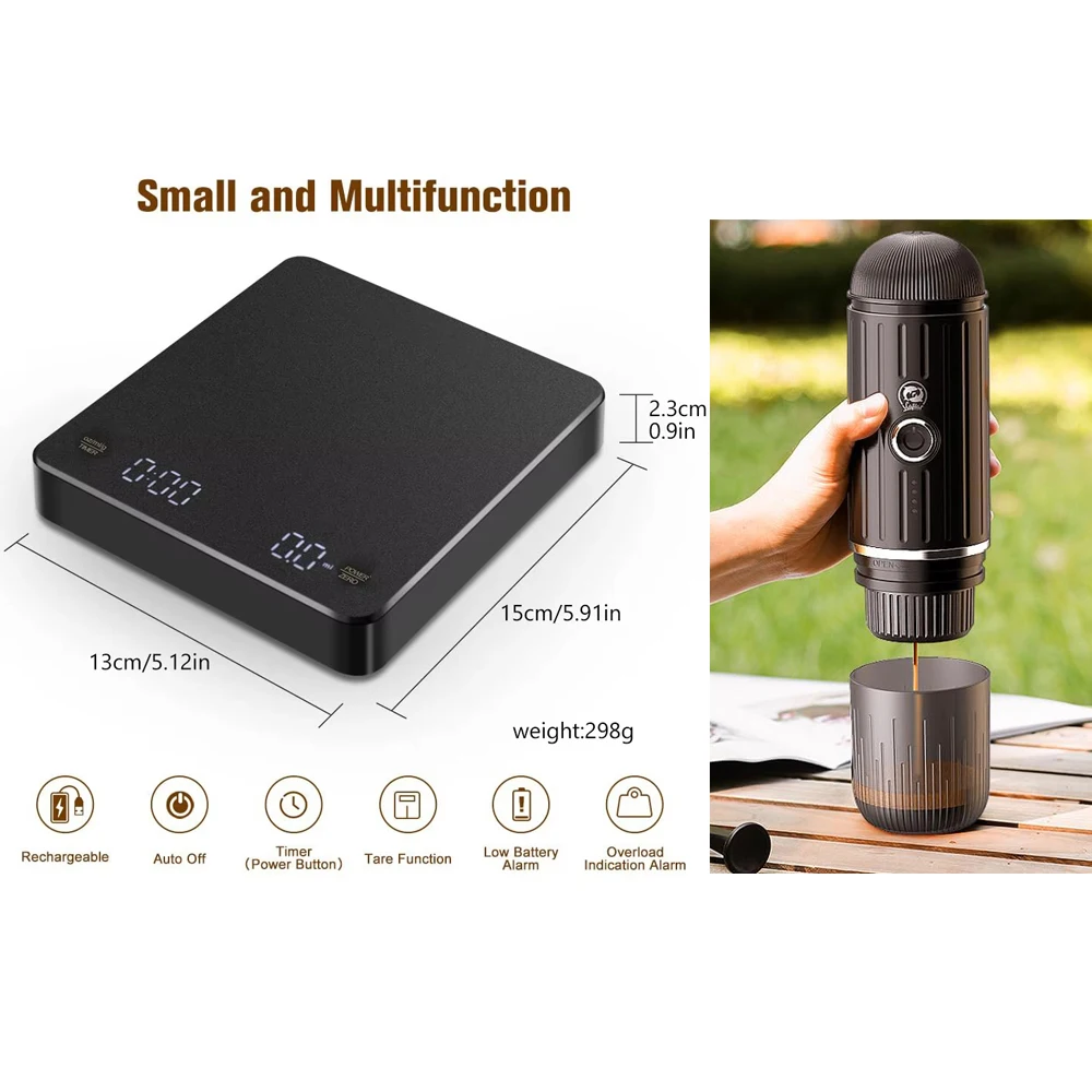 ميزان رقمي للقهوة مع مؤقت عالي الدقة