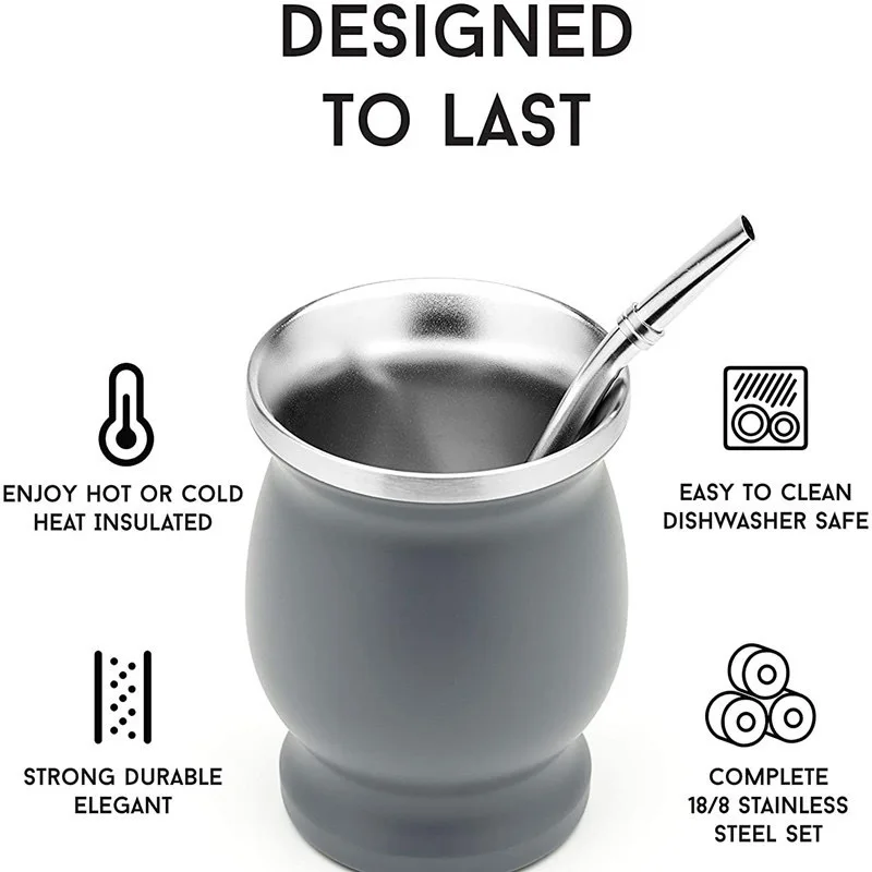 Mate Tea Cup Straw High Temperature Resistant Nutritious Drinking Utensils Water Mug Kitchen Supplies 304 Stainless Steel tea cup