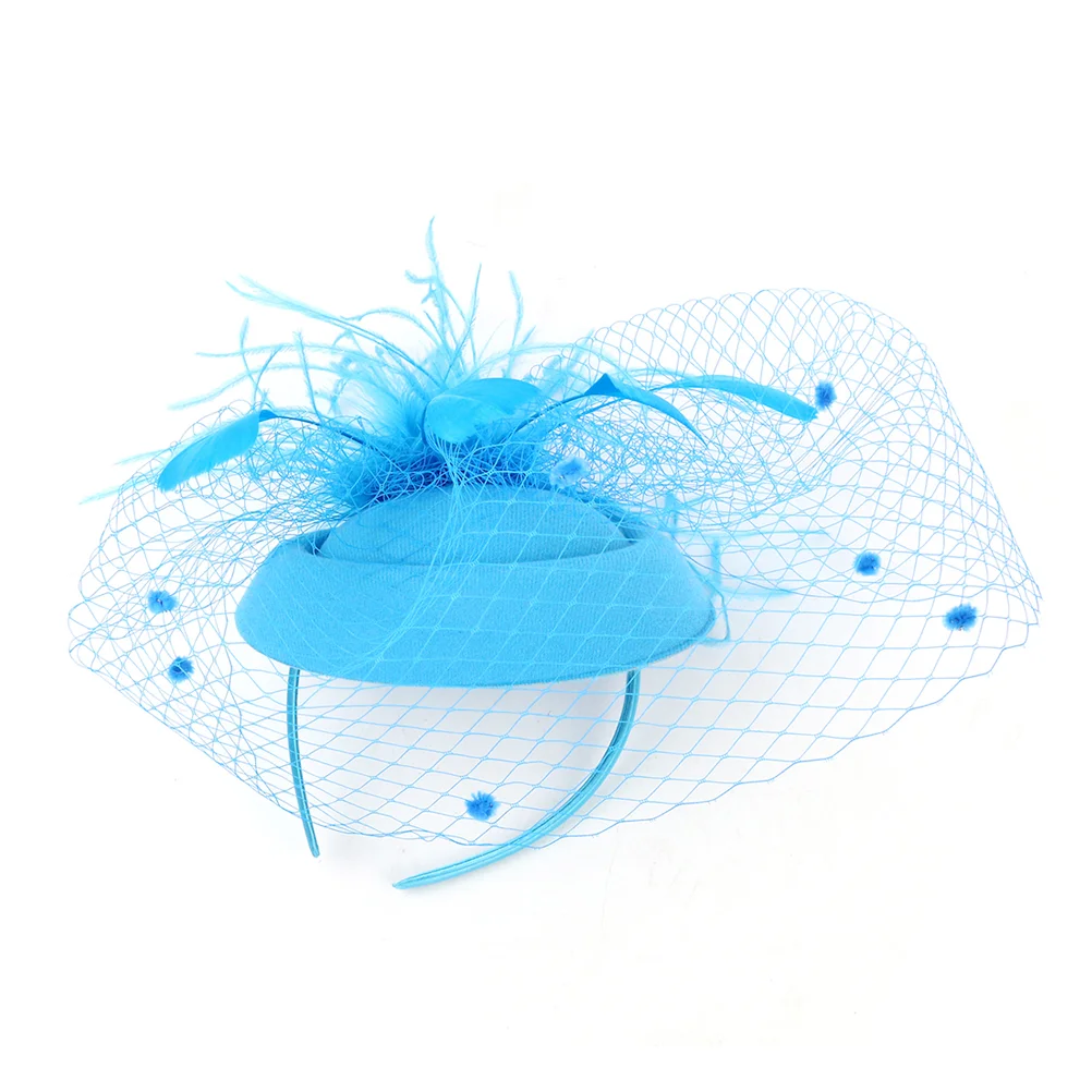 

Fascinators Hat Womens Pillbox Hat with Veil Vintage Tea Patry Headband 20s 50s Headpiece for Wedding Church ( Lake Blue )