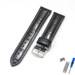 Premium Genuine Leather Watchband - Elegant Watch Strap & Bracelet in Cowhide - 20mm (Black pin clasp)