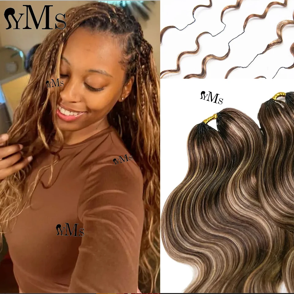 Lightweight Miracle Knots Crochet Human Hair YMS Light brown honey blonde Body Wave Crochet Human Hair For Braiding Full Head 1