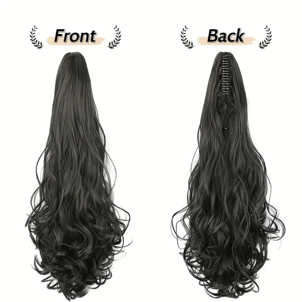 20 Inch Synthetic Long Wavy Ponytail Clip in Claw Jaw Curly Hairpieces Pony Tail Hair Extensions Wavy Natural Looking For Women
