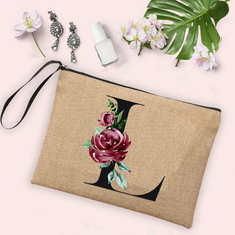Gift for her 26 Letter Printing Woman\'s Make Up Bags Handbags  Makeup Organizers Lovely Casual Travel Toiletry Bags Lipstick Bag