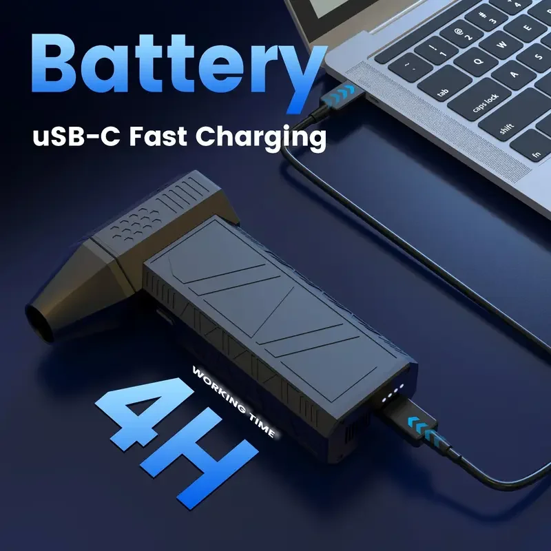 Ultra Powerful Mini Turbo Jet Fan - 130,000 RPM, 4000mAh Rechargeable Battery, High Speed Brushless Motor for Home and Office Cl 3