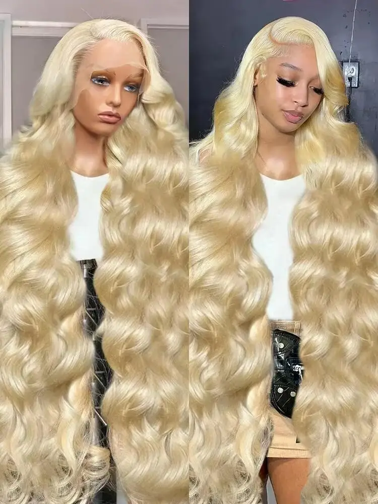 Perruque blonde ondulée 613 lace front HD cheveux humains