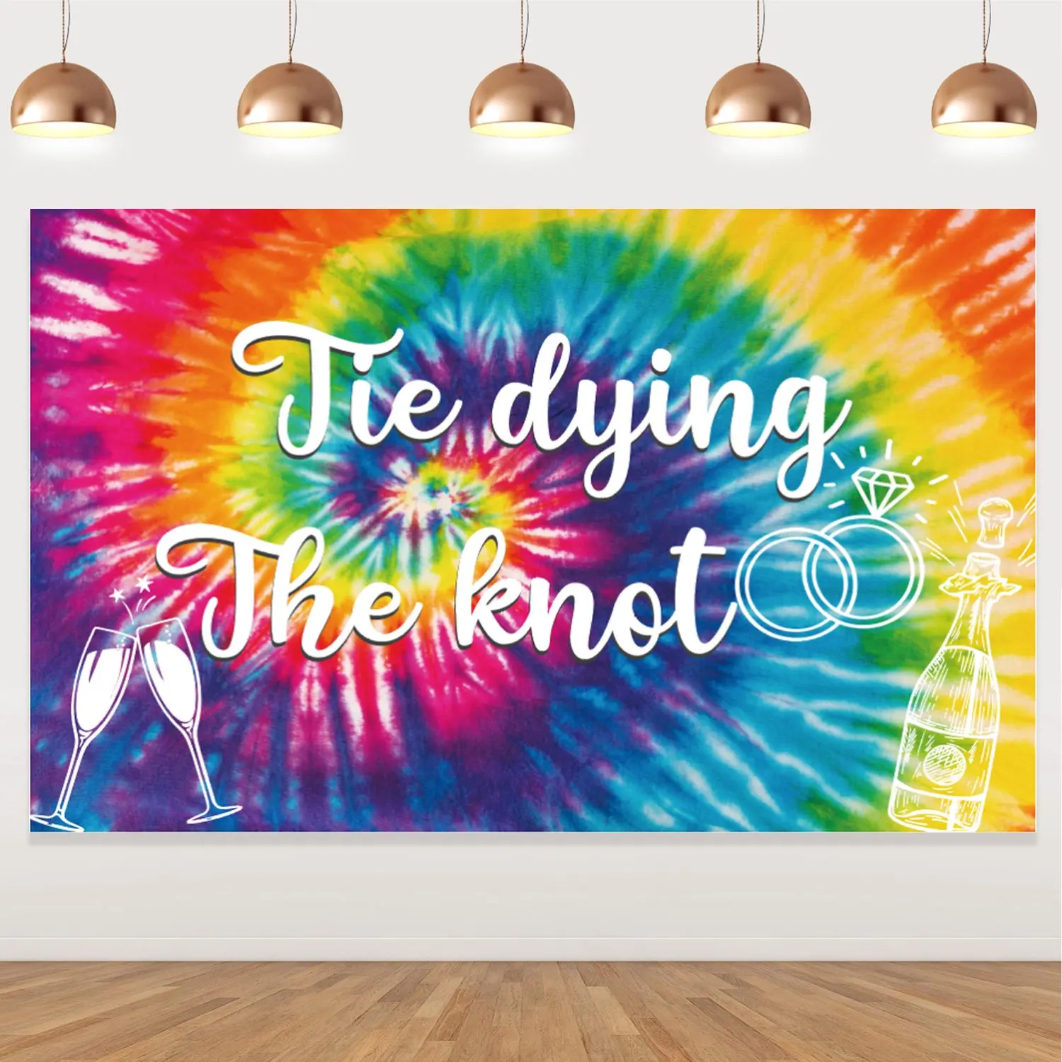 

Tie Dying The Knot Bachelorette Backdrop Party Decorations Tie Dye Rainbow Themed Backdrop Banner Bridal Shower Party Supplies