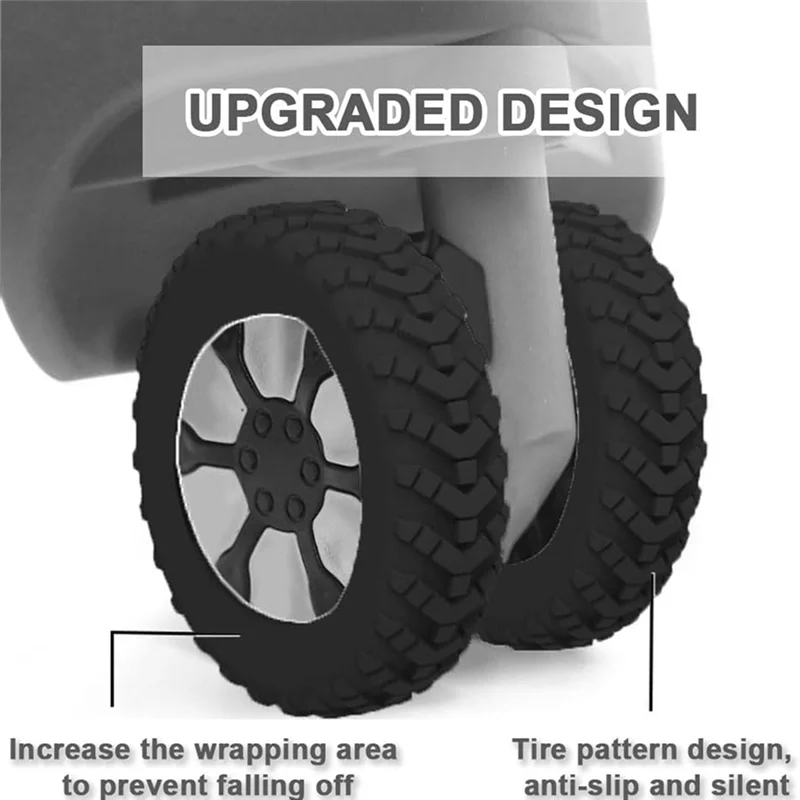 Luggage Wheel Cover Trolley Box Caster Cover Swivel Wheel Silent Noise Reduction Suitcase Caster Protective Black 1Set