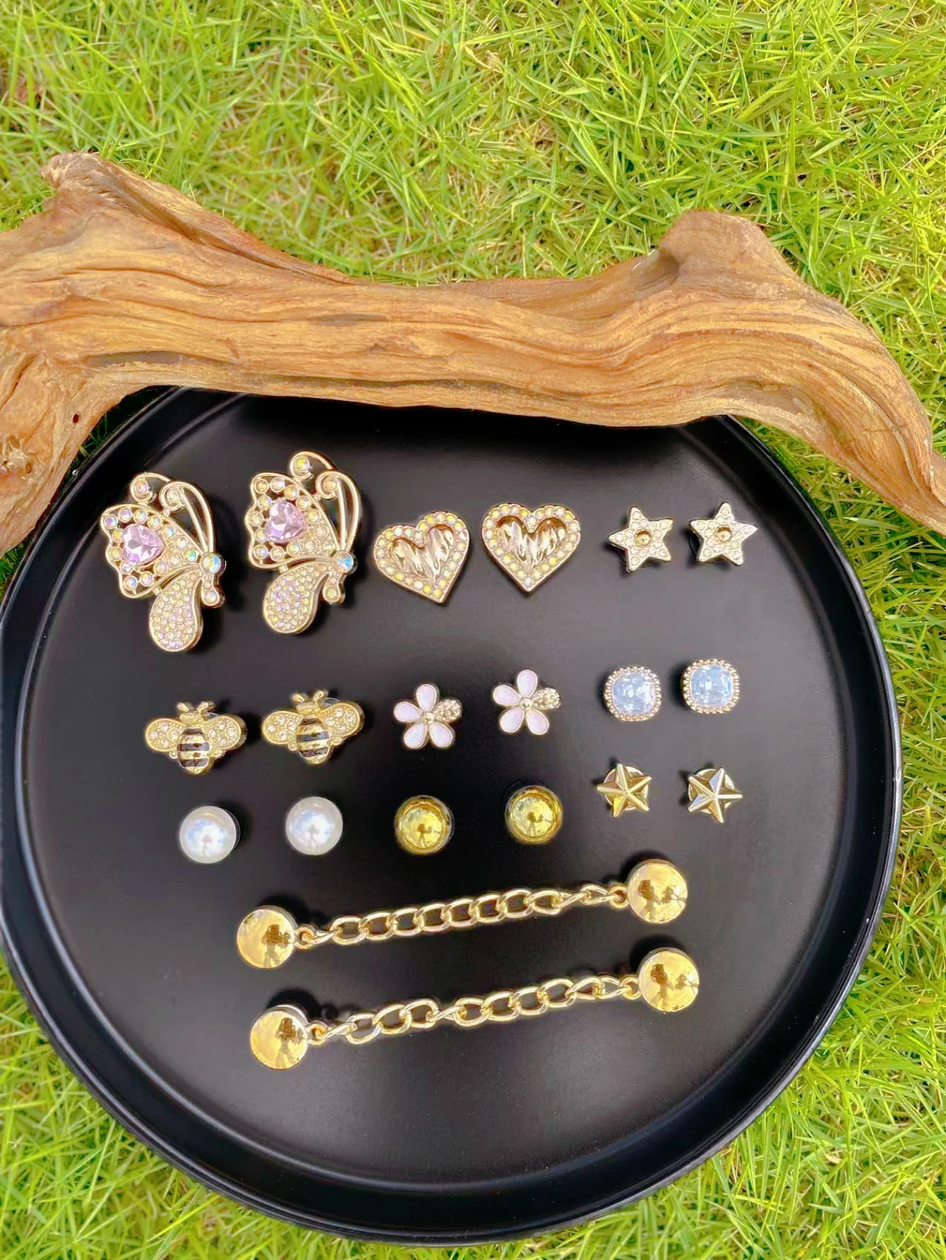 20 modische goldene Schmetterlinge, Herz, Stern und andere Kröcke und Schuhzubehör, DIY-Spitzenschuhzubehör, abnehmbare Dekoration – Detail 9