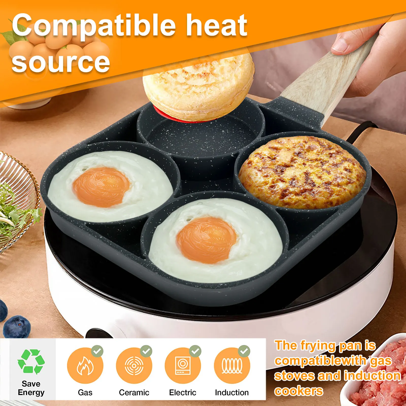 Egg Frying Pan - Non Stick 4-Cup Fried Pan, Aluminum Cooker Pancake for  Breakfast - AliExpress