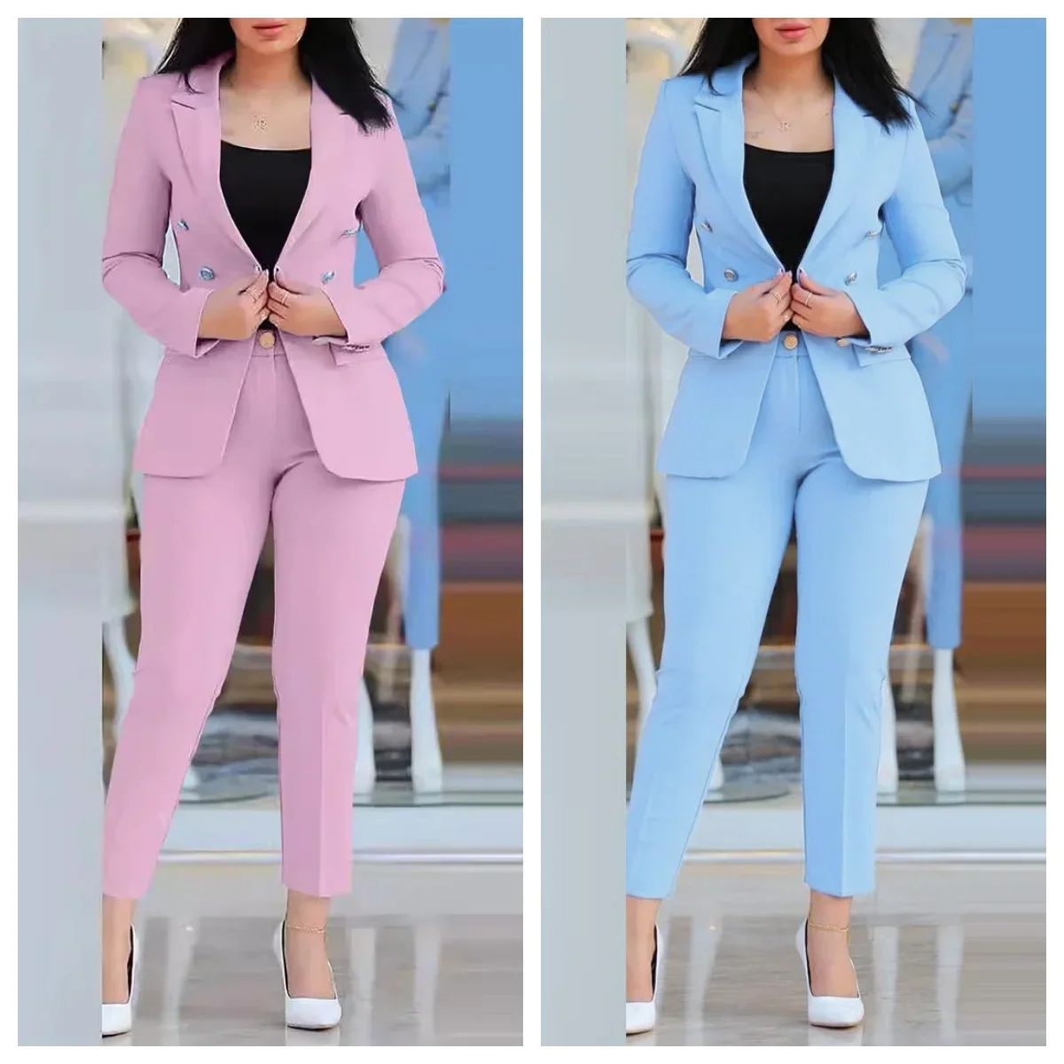 Layered Formal Long Sleeve Scoop Neckline Pantsuit Azalea main image 1