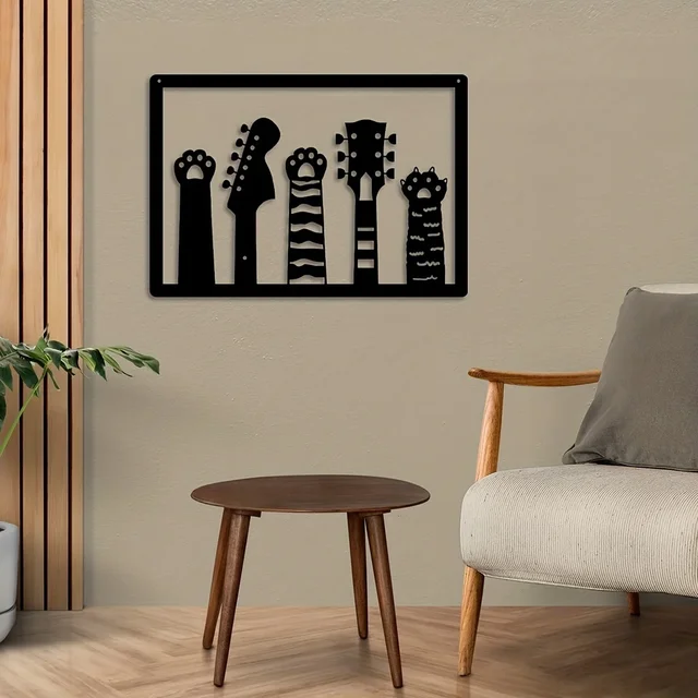 Guitar and Cat Paw Wall Art 5