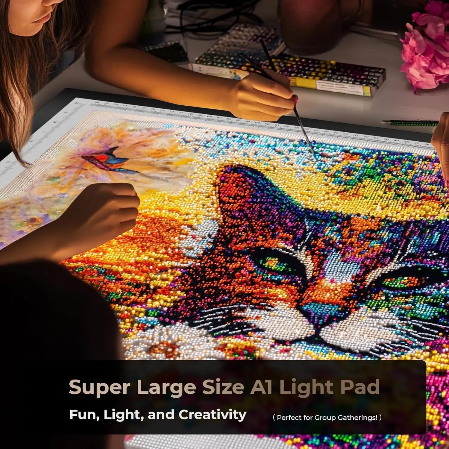 A1 Light Pad for Diamond Painting,10000+ LUX Super Bright,3 Colors &10 Level/Stepless Dimming Light Board Extra Large with UL