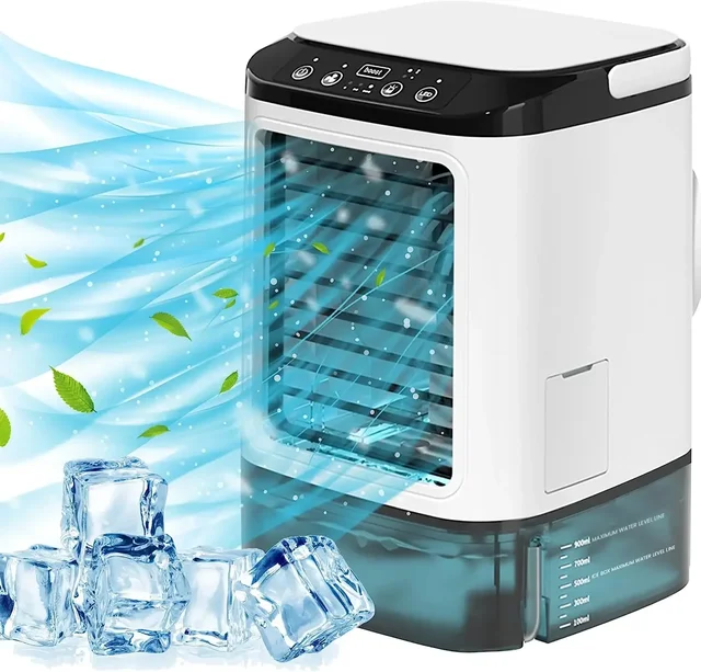 Climatiseur portable à ultrasons pour la maison, ventilateur électrique, vaporisateur de bureau pour touristes, atomisation à 3 vitesses, refroidisseur d'air muet, veilleuse 1