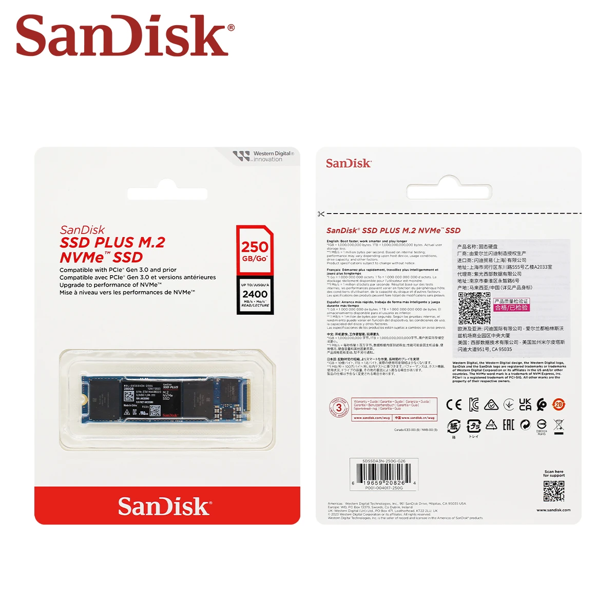 SanDisk M.2 2280 NVMe SSD PLUS PCIe Gen 3.0 Internal Solid