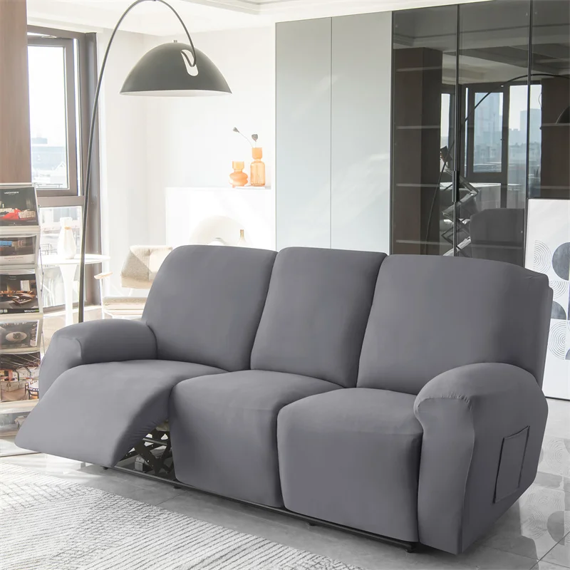 1/2/3 Seater Solid Color Elastic Recliner Sofa Cover Stretch Spandex  Armchair Covers Removable Couch Slipcovers Home 6