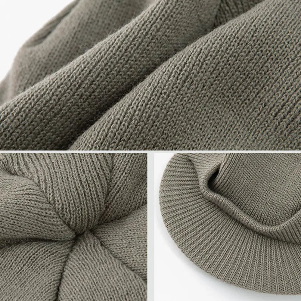 Unisex Warm Winter Hats Stylish Add Fur Lined Soft Beanie Cap With Brim Thick Winter Knitted Hats For Men & Women Dropshipping 4