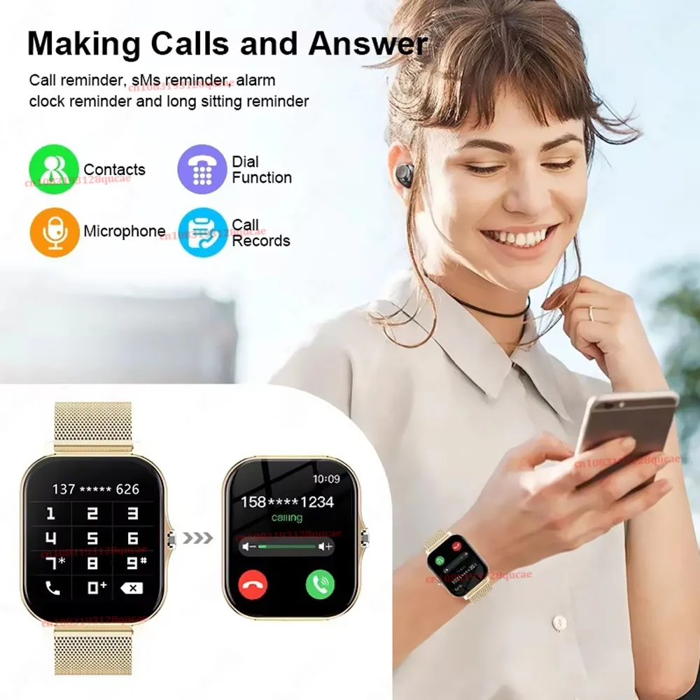 2026 2.01'' HD-display Oproep beantwoorden en plaatsen Berichtvoorbeeld Sportmodi Zelfkiezer Weersvoorspelling Smartwatch voor mannen en vrouwen_voghion.com