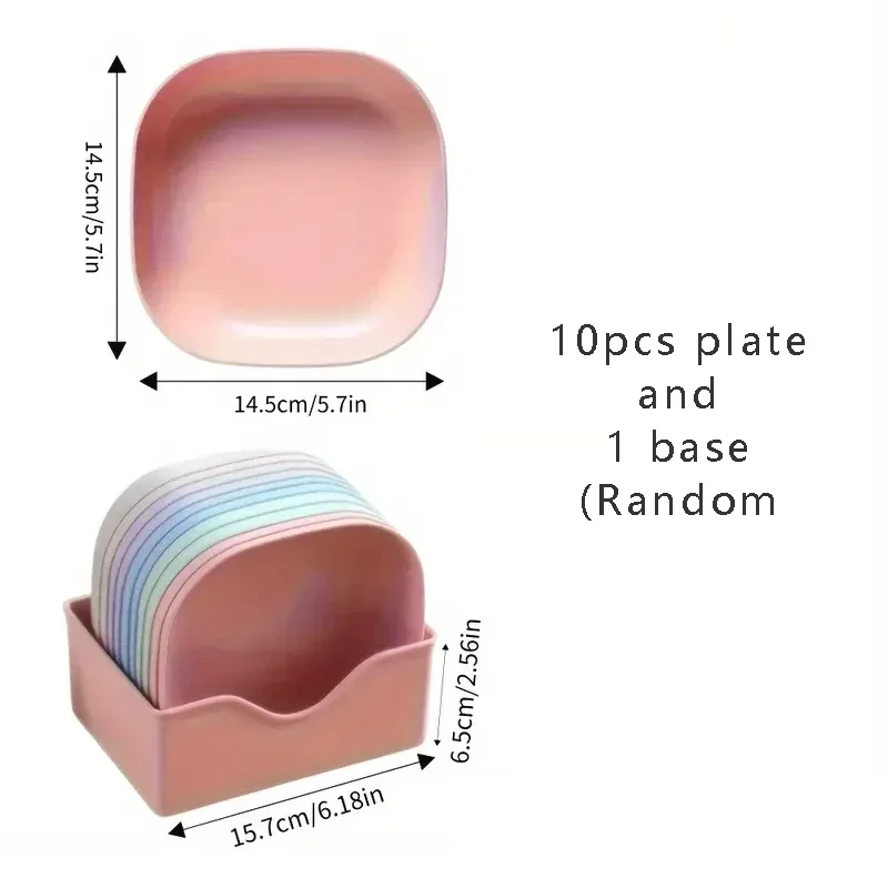 10 قطعة طبق للوجبات الخفيفة معكرون اللون بسيط القش العظام البصق مجموعة أطباق الحلوى الفاكهة كوكي كعكة صينية تخزين اكسسوارات المطبخ