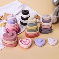TYRY.HU 6pcs Baby Silicone Building Block Infant Montessori Cartoon Heart Shaped Stacking Soft Block Kids Silicone Teething Toys 1