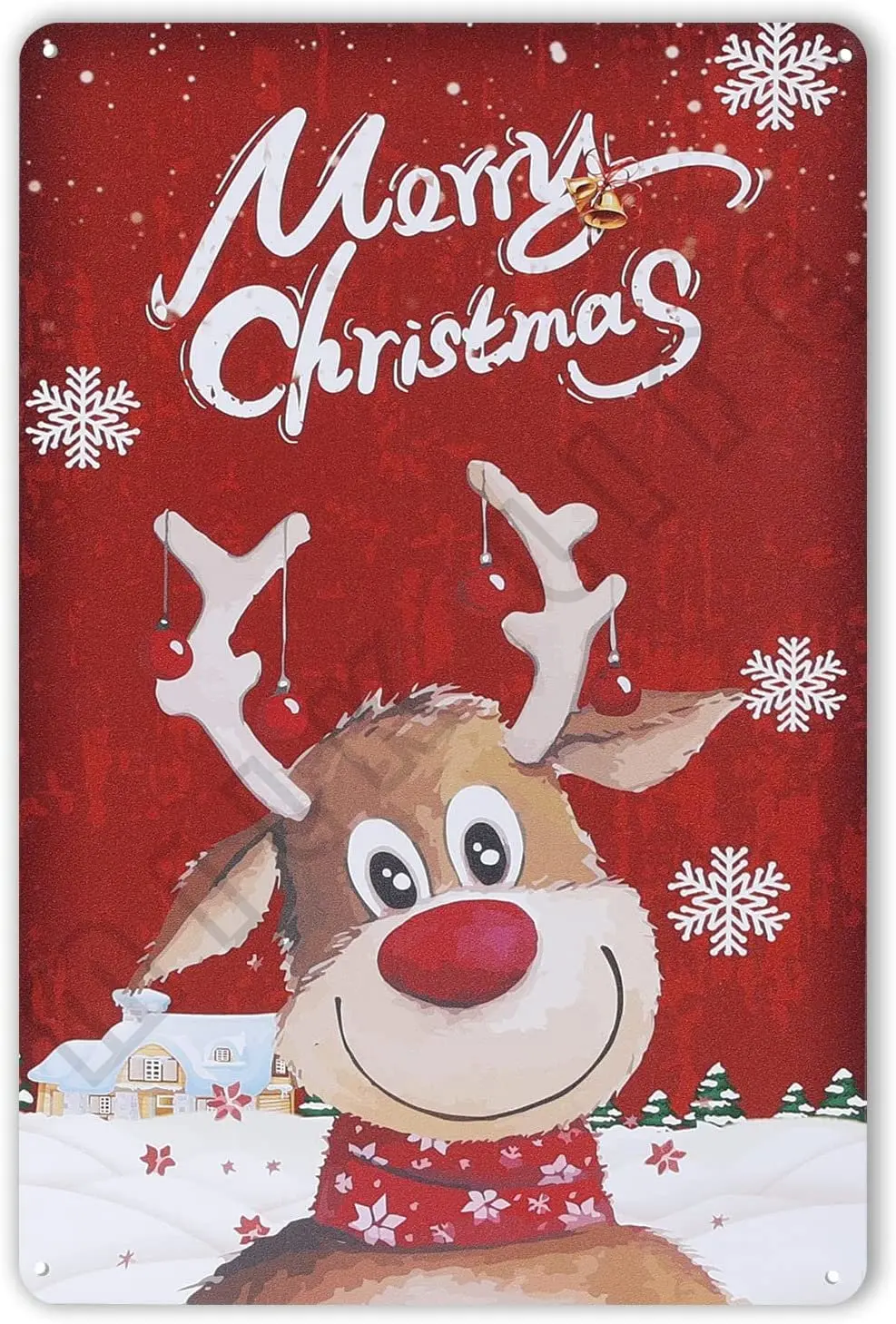 

Christmas Decor Sign - Retro Metal Tin Sign Deer Merry Christmas Sign Wall Decor for Home Kitchen Bar Coffee Shop Gift 8X12 Inch