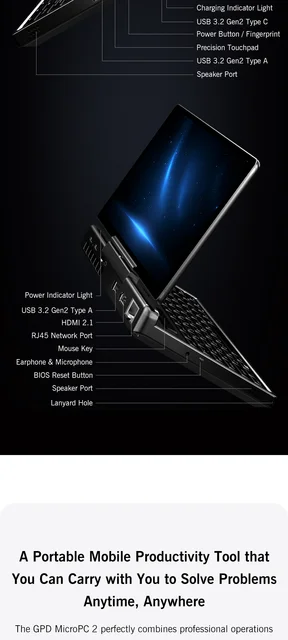 GPD MicroPC　Windows11 GPD MicroPC 2 - GPD | PC Gaming Handhelds & Mini Laptops