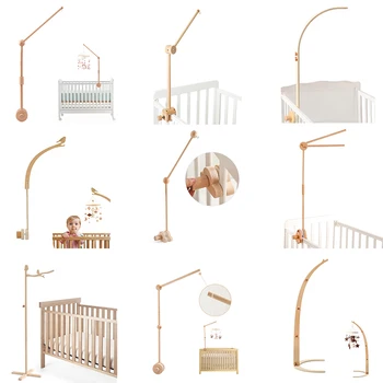 Baby Rattle Toy Bed Bell Bracket Wooden Mobile 0-12 Months Newborn Crochet Bed Bell Hanging Toys Holder Bracket Infant Crib Gift