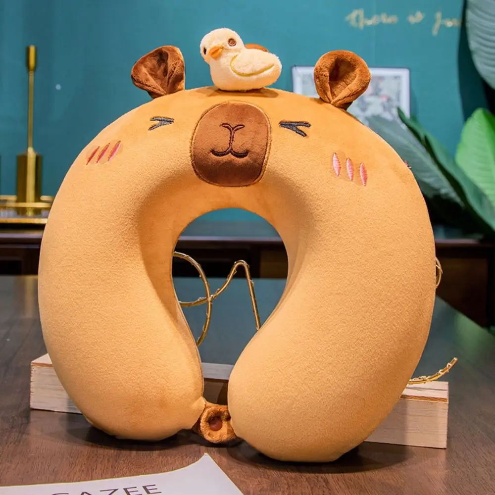 Cartoon Capybara Travel Neck Pillow Memory Cotton U-Shape Head Rest Neck Pillow Neck Protection Nap Pillow Soft Airplane Pillow 4