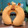 Cartoon Capybara Travel Neck Pillow Memory Cotton U-Shape Head Rest Neck Pillow Neck Protection Nap Pillow Soft Airplane Pillow 4