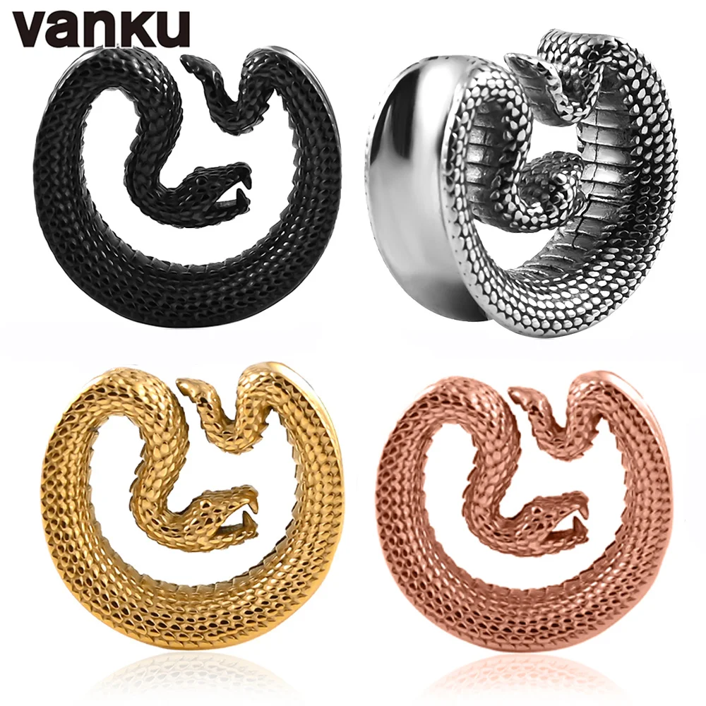 Vanku оптовая цена туннели для ушей из нержавеющей стали со змеиным хвостом