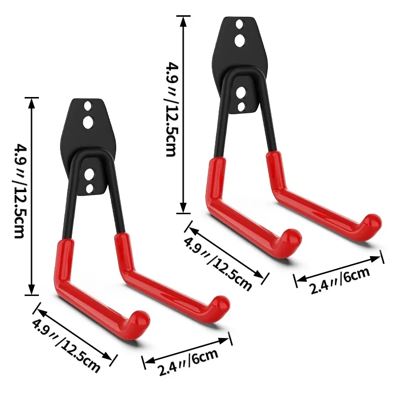 Heavy-Duty Wall-Mounted Non-Slip Metal Hook Set for Garage and Garden Tool Storage
