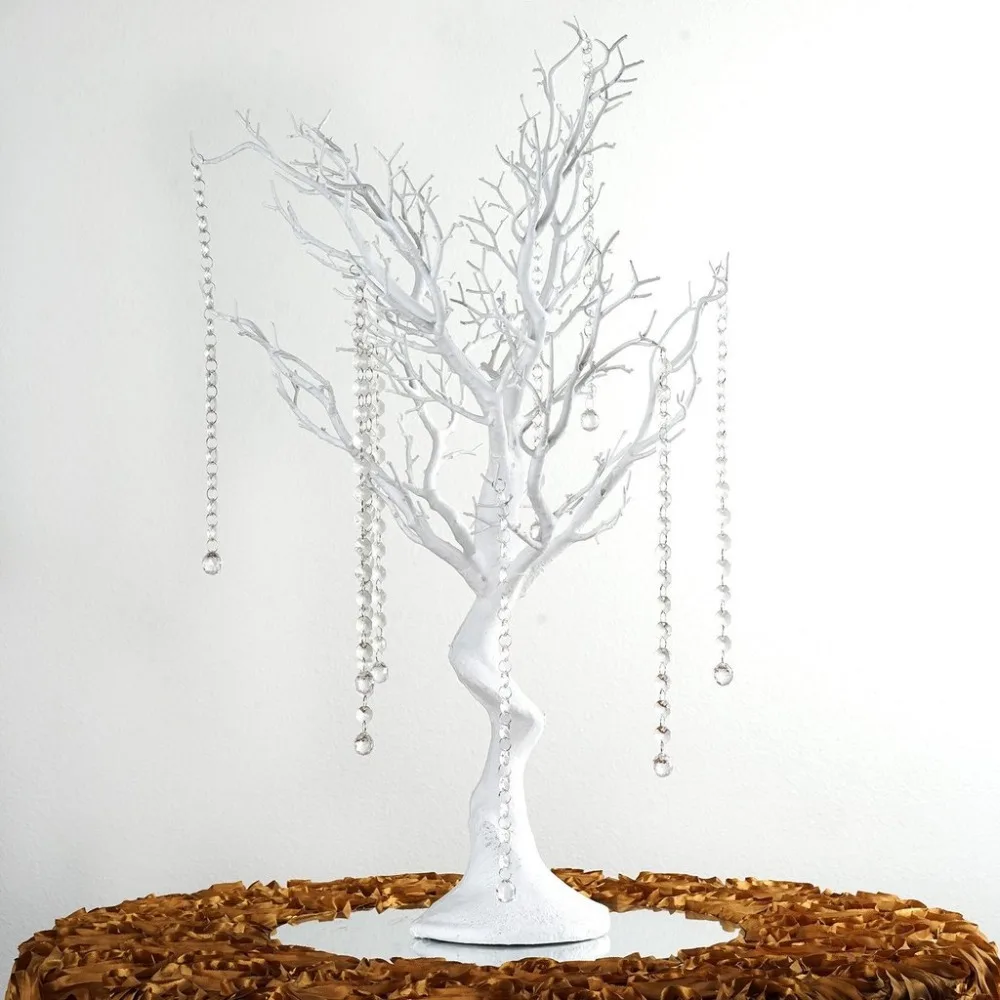 Metallic Manzanita Tree with Acrylic Chains Wedding Centerpieces White