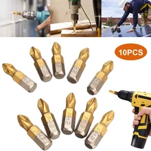 

10pcs/set 25mm Screwdriver Bits 1/4 Inch Titanium Coated Anti Slip Phillips Hex Shank Ph2 Electric Screw Driver Bit Hand Tools