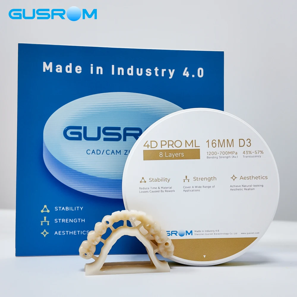 GUSROM 4D PRO ML Mehrschichtiger Zirkonoxid-Block 98mm 8 Schichten Spezielle Farbtöne B C D OM Dental-Zirkonoxid-Scheibe CAD CAM Krone Brücke 1200M – Detail 6