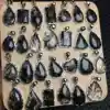 Unit One Piece 925 Silver With Natural Black Rutilated Hair Quartz Gemstone Crystal Teardrops Pendant For Gift 5