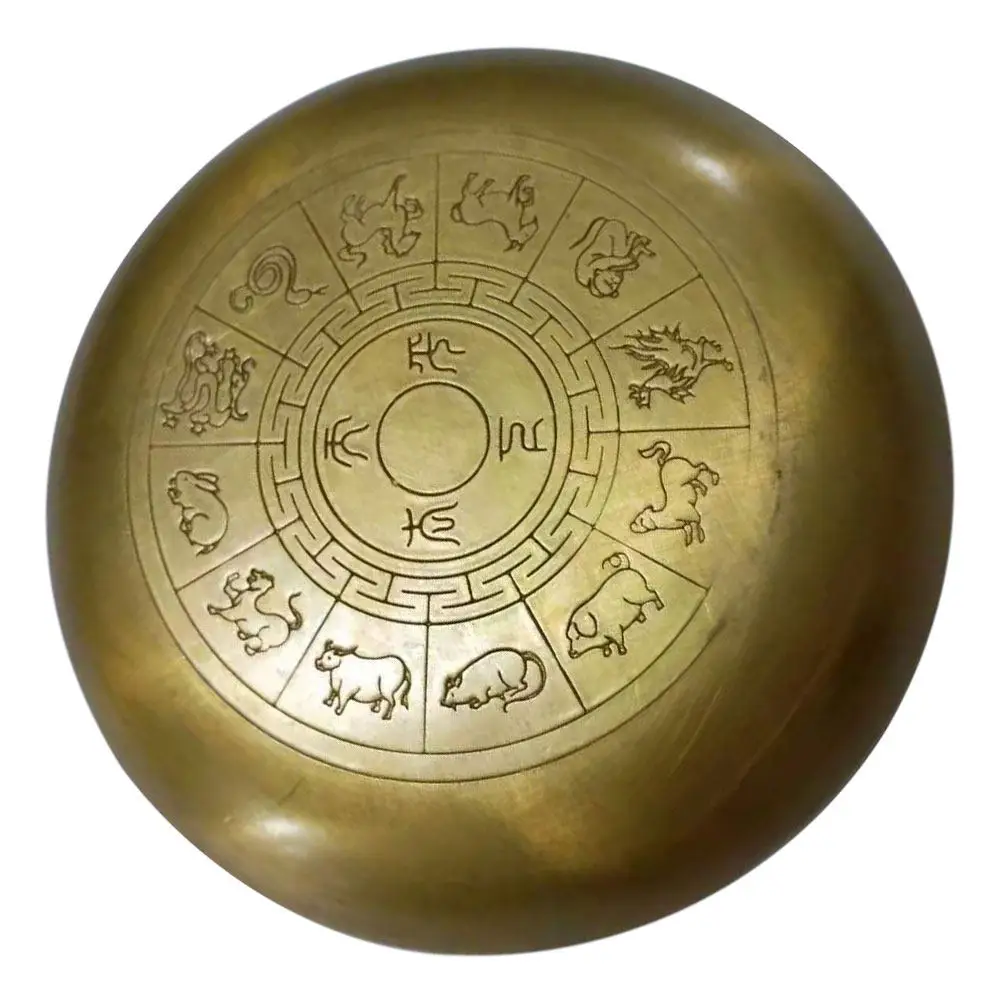 중국 서예용 구리 잉크 접시 브러쉬 세척기 고급 구리 소재 정교한 장인정신 레트로 잉크 트레이 조디악