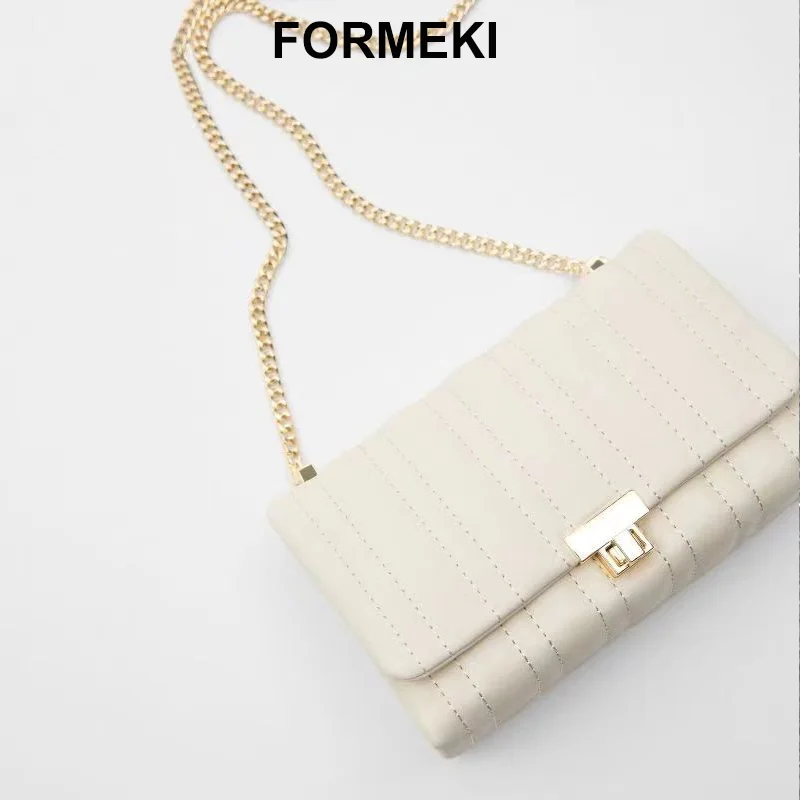 

Formeki Luxury Design Bag Solid Color Ins Fashion Summer Chains Bag Small Cross Bag For Women All Match Female Ladies Bag