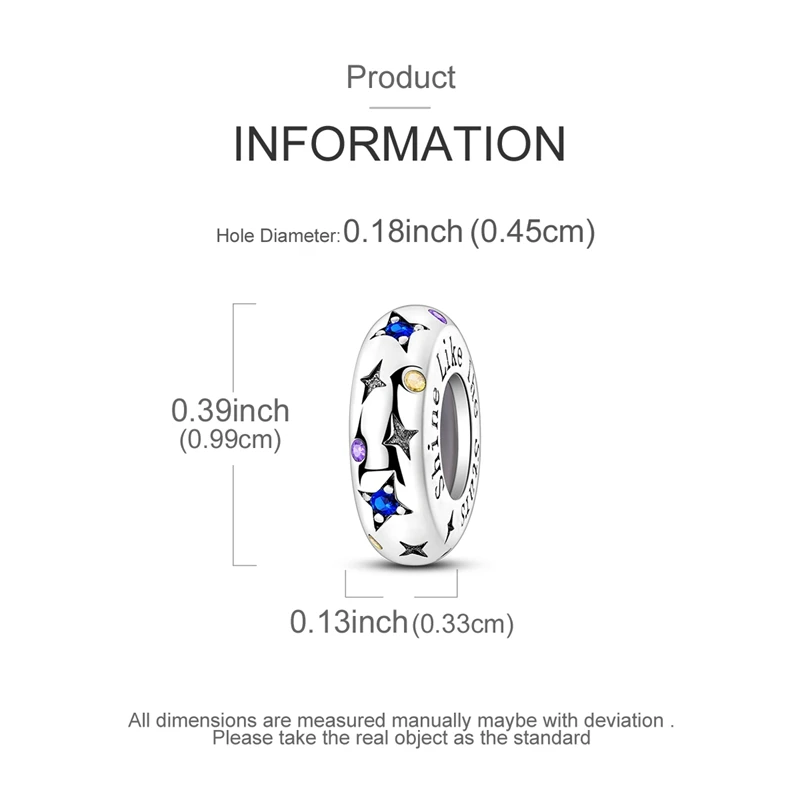 925 Sterling Silver Little Van Gogh Starry Sky Charms Bead CZ Zircon Shining Star Dangle Fit Original Bracelet DIY Women Jewelry