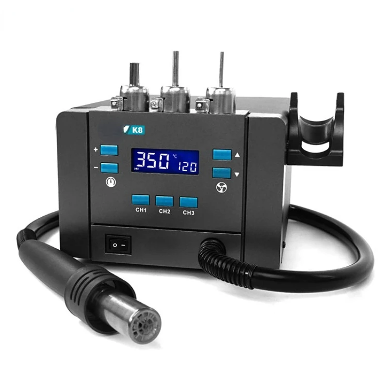 

K8 1000W Hot Air Table Hot Air Blower Welding Station Hot Air Gun 110V 220V for SMD SMT BGA Weld Repair with 3 Nozzles