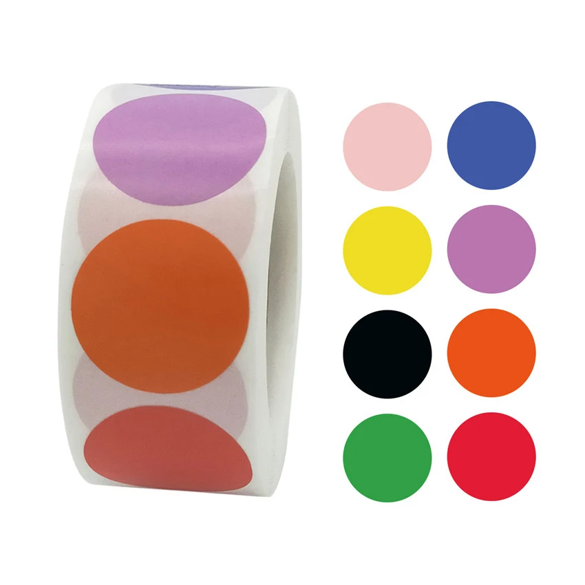 Smart Sticker Black Color Coding Dot Labels 2 inch Round - 500 Colored Circle Stickers per Roll