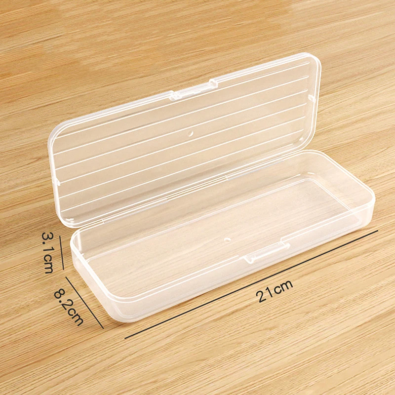 1pc 연필 케이스 상자 인쇄 케이스가 없는 학생용 투명 플라스틱 연필 상자 용품 연필 잡화 보관