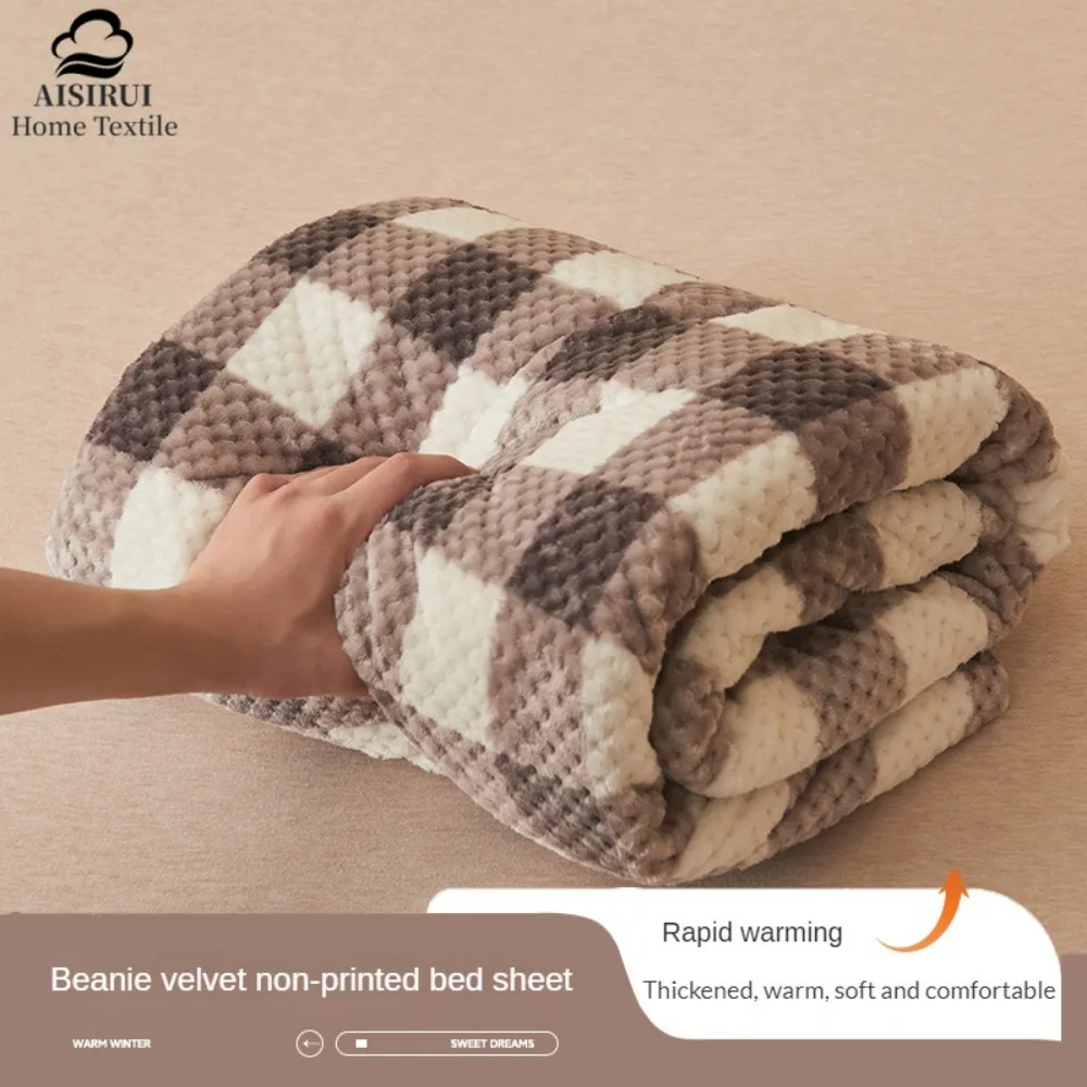 

Winter Warm Skin-friendly Fleece Bedspread Sofa Blanket Flannel Breathable Throw Quilted Coverlet Bed Flat Sheet Couch Bedding