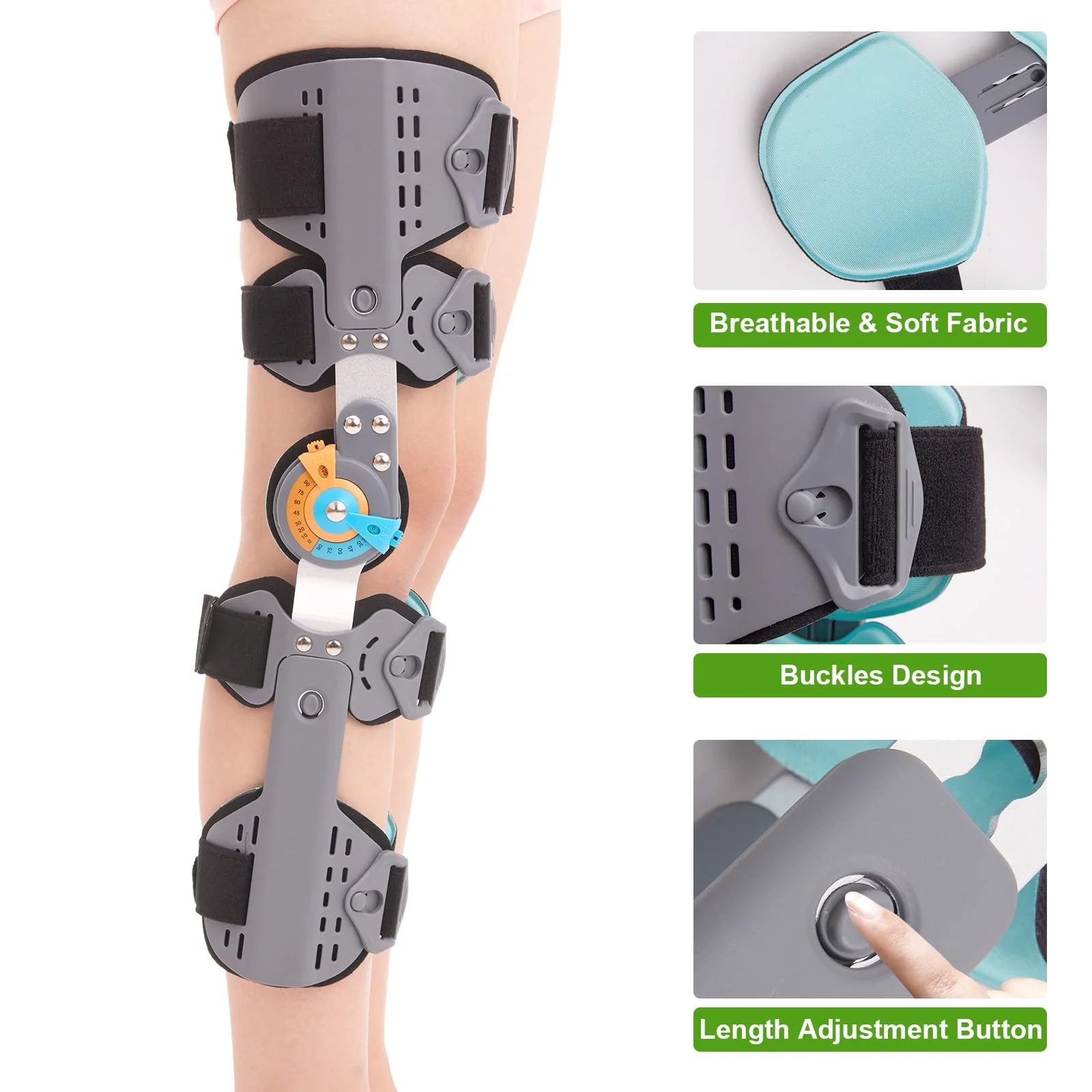 Tairibousy Hinged Knee Brace Rom Post Op Knee Immobilizer