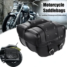 2 sztuk uniwersalny motocykl Saddlebag PU skóra boczna torba do przechowywania bagażu torba dla Honda Suzuki Kawasaki Yamaha tanie tanio CN (pochodzenie) 40cm PU Leather Torby na siodełko Waterproof 16cm uiniversal 30cm