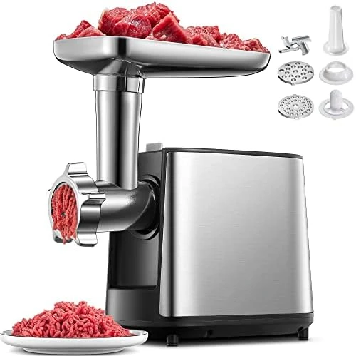 

Grinder, Heavy Duty Meat Mincer, Sausage Stuffer Maker, Food Grinder with Sausage & Kubbe Kit, 2 Grinder Plates, Stainless S