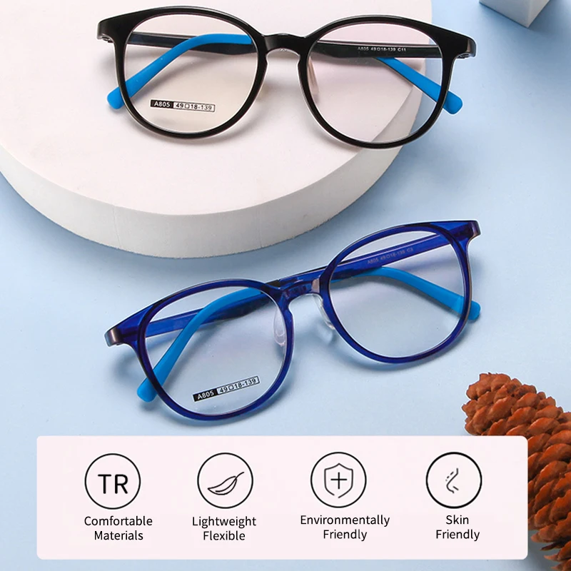 Ultra light Children's Mirror Frame Kids Round Glasses Children Boy Girls Computer Prescription Without Screws Eyeglasses Frame anti blue light glasses kids glasses optical spectacle frames