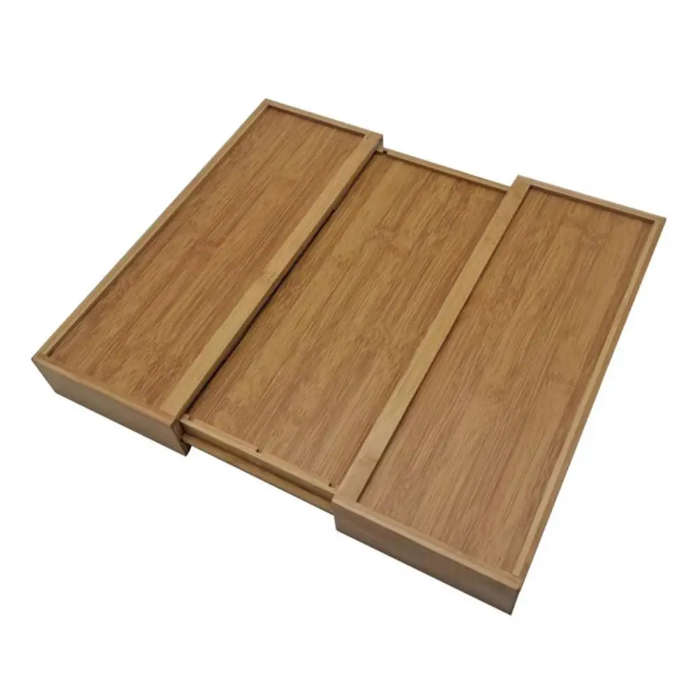 Bamboo Drawer Organizer 5-7 Compartments Adjustable Width Kitchen Utensils