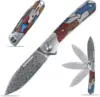 New Sitivien ST256 Pocket Knifes Damascus Steel Blade Colorful G10 Handle Folding Knife EDC for Working Outdoor Camping 2